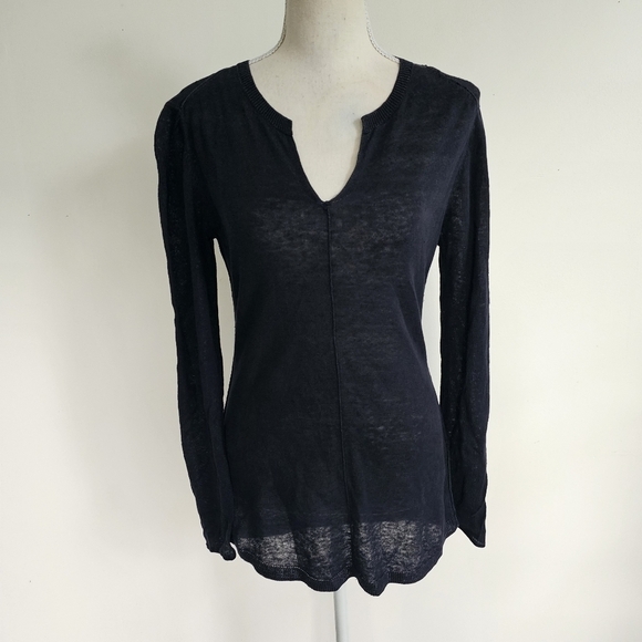 Gerard Darel Black Linen Reverse Seam Top - Picture 3 of 12